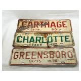 North Carolina City License Plates, 1967, 1975, an