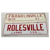 Two North Carolina City Tags, 1975 Franklinville a