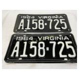 1964 Virginia Restored License Plates, Pair A158-7