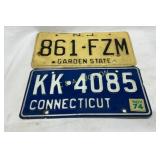 New Jersey and Connecticut Vintage License Plates