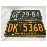 Maryland License Plates with 1958 and 1967 Expirat