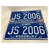 1986 Iowa License Plates, Woodbury County, JS 2006
