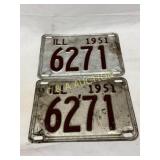 Two Matching 1951 Illinois License Plates