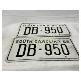 1965 South Carolina DB-950 License Plates