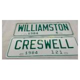 1984 North Carolina City Tags for Williamston and