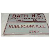 Two North Carolina Metal City Tags Featuring Bath