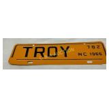 Troy, North Carolina City Tag Dated 1966