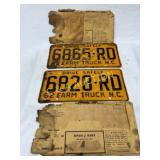 1962 North Carolina Farm Truck License Plates with