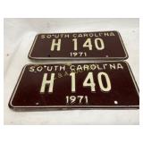 1971 South Carolina License Plates, ï¿½H 140ï¿½