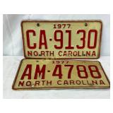 Two 1977 North Carolina License Plates