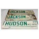 Three North Carolina License Plates, Jackson 1974-