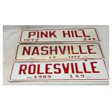 Three North Carolina City Tags: Pink Hill 1977, Na