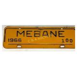 Mebane 1966 City Tag with Embossed Lettering