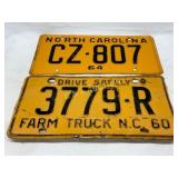 North Carolina License Plates: 1960 Farm Truck and