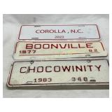 Three North Carolina City License Plates, 1977-198