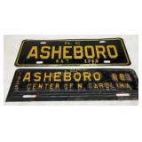 Two Asheboro License Plates, Dated 1965 and 1955