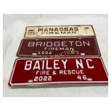 Three Fire Department License Tags, 1982-2022