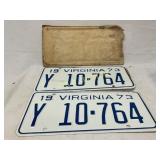 1973 Virginia Matching License Plates with Origina