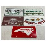5 North Carolina License Plates, 3 Plastic and 2 M