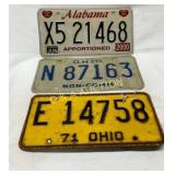 Three License Plates: Alabama 2000, Ohio Non-Comm,