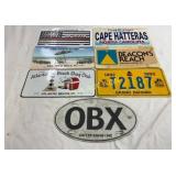 Seven Decorative License Plates and Tags