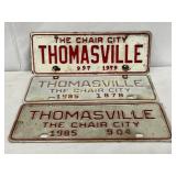 Three Thomasville ï¿½The Chair Cityï¿½ Metal City Tags