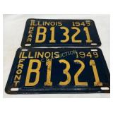 Illinois License Plates from 1949, Front and Rear,