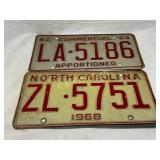 North Carolina License Plates, 1968 and 1983