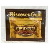 R.J. Gold Embossed Metal Advertising Sign, 17 in x