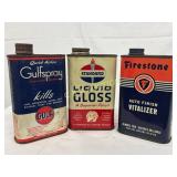 Three Vintage 16oz Metal Cans: Gulf, Standard, and