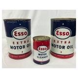 Three Esso Vintage Cans: Two 5-Quart Motor Oil Can