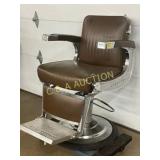 Early Belmont Barber Chair with Brown Upholstery