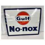 Gulf No-Nox Porcelain Advertising Sign, 11 1/2 x 9