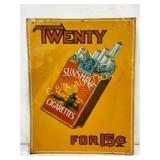 Early Tin Tacker Sign Advertising Sunshine Cigaret