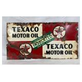 Double-Sided Texaco Motor Oil Porcelain Sign, 21 1