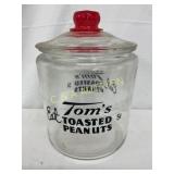 7 1/2×10 Glass Tom's Toasted Peanuts 5-Cent Jar wi