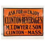 Embossed Metal Advertising Sign for Clinton Bevera