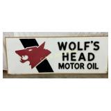 Wolf's Head Motor Oil Emb Plastic Advertising Sign