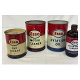 Four Esso Cans: Two One-Quart Cans, One 8 oz Bottl