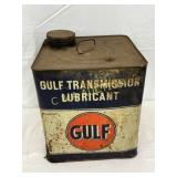 Gulf Transmission Lubricant Metal Can with Handle