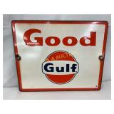 Porcelain Gulf Oil Good Gulf' Advertising Sign, 1