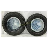 Two Goodrich Silvertown Tire Ashtrays with Swirled