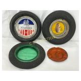 4 Ashtrays Featuring Fisk and Goodrich Advertising