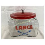 Contemporary 7-Inch Tall Glass Lace Jar with Red M