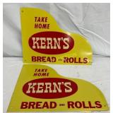 Two Kern's Bread and Rolls Double-Sided Metal Adve
