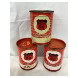 Three Phillips 66 1-Pound Grease Cans