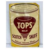 Embossed Tops Scotch Snuff Advertising Sign, 12 x