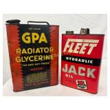 Two One-Gallon Metal Cans: GPA Radiator Glycerine