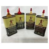 Four Archer 4 Ounce Oil Cans with Graphics