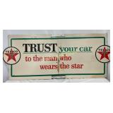 Double-Sided Texaco Cardboard Sign With Slogan and